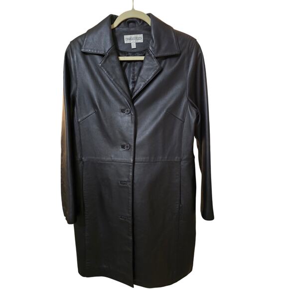 Vintage Women's Charles Klein Genuine Leather trenchcoat size Small - Picture 1 of 7
